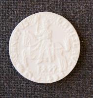 1976. "II.Ulászló" guldiner érem mázatlan Zsolnay porcelán utánlenyomata R! Csak 1000db! E...