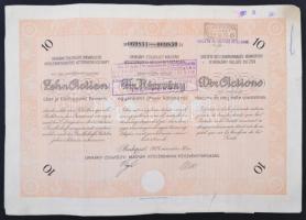 Budapest 1923. "Urikány-Zsilvölgyi Magyar Kőszénbánya-Részvénytársaság" 10 részvénye egyenként 5000K-ról szelvényekkel, bélyegzésekkel T:III