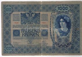 1902. 1000K piros "Magyarország" körbélyegzővel lefelé csúszott nyomat T:III/IV