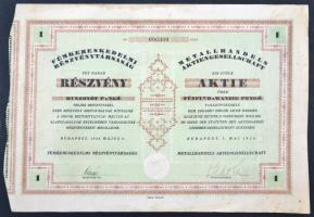 Budapest 1926. "Fémkereskedelmi Részvénytársaság" részvénye 25P-ről T:III