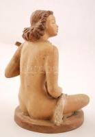 Gondos József (1909-1987): Tahiti lány. Festett kerámia, karja javított, jelzett, m:22 cm