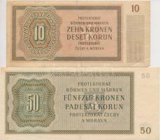 Német 3. Birodalom / Cseh-Morva Protektorátus 1942. 10K + 1944. 50K T:III,II-
German Third Reich / ...