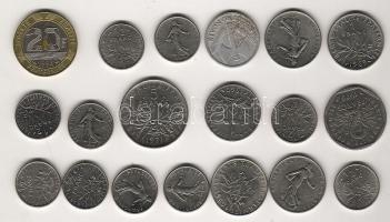 19db vegyes francia fémpénz, benne 20Fr-os emlékpénz