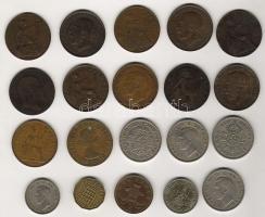 Kis angol fémpénztétel 1904-1964. 1p (12x) T:2,3 1947. 2Sh (2x) T:2; 1947-50. 2Sh (4x) T:2; 1958. 3p T:2; 1971. 2p T:2