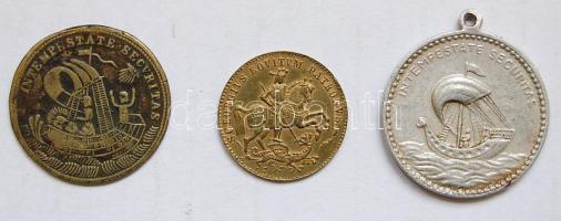 3 klf régi "Szt.György" érem 2x Cu + 1x Alu T:2,3