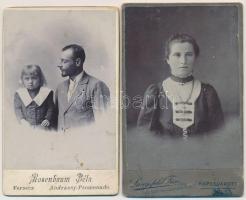 cca 1900 Műtermi portrék Langsfeld fiai és Rosenbaum Béla műterméből, 2 db keményhátú fotó, 10x6,5 c...