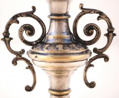 Ezüstözött alpakka aufsatz, több rétegű ólomkristály tállal, apró csorba a tálon, kicsi horpadás a t...