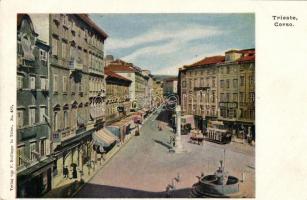 Trieste, Corso, shop of Adolfo Seisser, tram