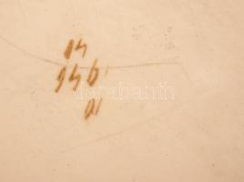 Antik füles kínáló, matricás, hajszálrepedéssel, jelzés nélkül, sorszámozott, d:22,5 cm