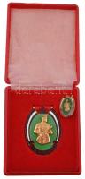 ~1970. "Kiváló Határőr" aranyozott, zománcozott jelvény eredeti tokban miniatűrrel T:2