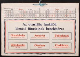 1935 Orvosi kezelésekkel kapcsolatos falinaptár, 28x40 cm
