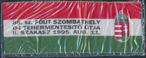 1995 86. sz. főút Szombathely D-i tehermentesítő útja II. szakaszának átadása alkalmából készült avató szalag egy darabja, 20x7 cm