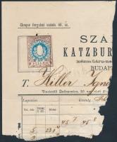 1901-1902 Bp., Kanitz Ignác és Fiai által kiállított számla okmánybélyeggel, számlatöredék okmánybél...