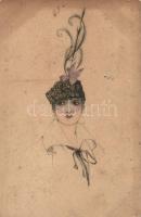 Lady with hat, M. Munk Wien Nr. 1214.