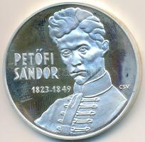 Csúcs Viktória (1934-) DN "Petőfi Sándor / Ott essem el én, a harc mezején." Ag emlékérem, sérült ÁP tokban (16,2g/0.925/32mm) T:PP ujjlenyomat