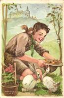 "A cserkész szereti a természetet, jó az állatokhoz..." Cserkész levelezőlapok kiadóhivatala / scout s: Márton L.  (EK)