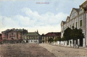Léva, Levice; Kossuth tér, Knapp Dávid áruház; kiadja Dukesz Liipót papírkereskedő / Kossuth Square