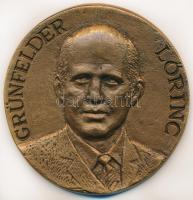 Trischler Ferenc (1945-) DN "Grünfelder Lőrinc / Bár" kétoldalas Br érem (80,5mm) T:2