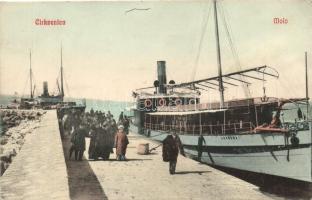 Crikvenica, móló, Lovrana gőzhajó / harbor, steamship Lovrana (EK)