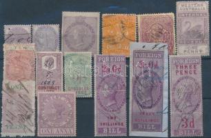 Angol gyarmat 14 db okmánybélyeg