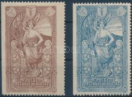 1907 Pécsi Országos Kiállítás 2 db levélzáró