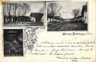 1905 Marosújvár, Ocna Mures; Fürdő, Király utca, Stefánia bánya belső / spa, street, mine interior, floral, Art Nouveau (EK)