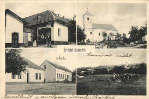 Kicsind, Malá nad Hronom; Üzlet, templom, Garam-part, kiadja Goldstein Jónás / shop, church, riversi...