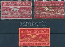 1932 Columbia Postagalamb Sportegyesület Budapest 3 db levélzáró