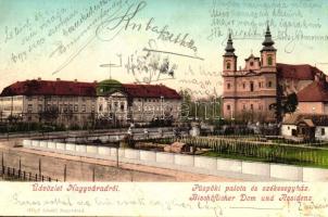 Nagyvárad, Püspöki palota, székesegyház; Helyfi László kiadása / bishop's palace, cathedral (fl)