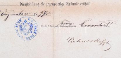 1877 1849-ben Galiciában született katona végelbocsájtó levele (obsitja) / 1877 In Galicia born sold...