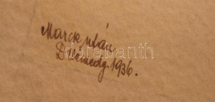 Olvashatatlan jelzéssel: Házudvar. Akvarell, papír, üvegezett keretben, 31×21 cm