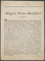 1809 Habsburg József nádor (1776-1847) nyomtatott hirdetménye a nemesi insurrectio napóleoni háborúk utáni feloszlatásáról, 2 p.