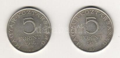 1948. 5Ft Ag "Petőfi" (2x) T:2+