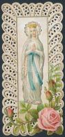 cca 1900 Csipke szentkép, litho, hibátlan, 11x5cm