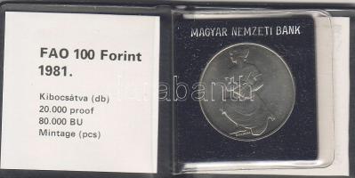 1981. 100Ft "FAO" T:BU Eredeti tokban, tanúsítvánnyal.