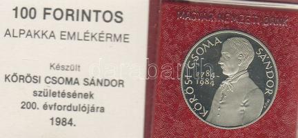 1984. "Kőrösi Csoma Sándor" 100Ft T:PP Eredeti tokban, tanúsítvánnyal.