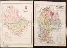 1920-41 Hont vármegye térkép, Czakó István, 34x25cm+ Esztergom vármegye, 35x25cm