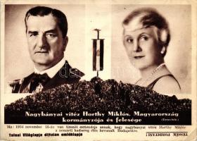 Nagybányai Vitéz Horthy Miklós és Purgly Magdolna; Tolnai Világlapja díjtalan emléklapja (fa)