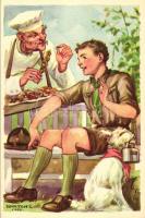 5 db RÉGI cserkész lap, s: Márton L. / 5 motive cards, scout, signed by Márton L