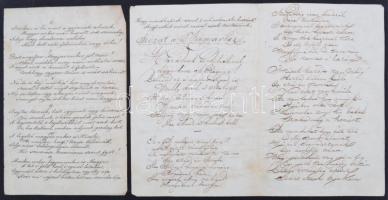 cca 1900 Vörösmarty versek (Fóti dal, Szózat) régi kéziratban, 6 beírt oldal, 19x13cm