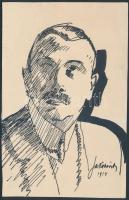 Jakobovits Arthur: Önarckép. Tus, papír, jelzett, 17x11 cm