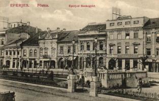 Eperjes, Fő utca, Bankegylet, Központi Kávéház, Kosch Árpád üzlete; Divald Károly fia / main street, bank, cafe, shop