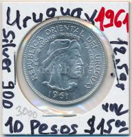 Uruguay 1961. 10P Ag T:1- Uruguay 1961. 10 Peso Ag C:AU