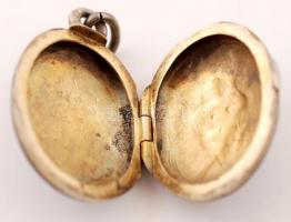 cca 1900 pávás karkötő, fekete zománc és ezüst (AG.), jelzett (B.E.), hiányzó kövekkel, d:6 cm + lev...