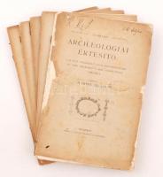 1904 Archeologiai Értesítő. Új folyam. 24. köt. 1-5. sz., teljes évfolyam, az első lapszám kissé viseltes, a többi kicsit kopott papírkötésben, egyébként jó állapotban.