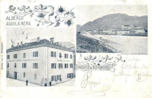 San Michele all'Adige (Tirol) Albergo Aquila Nera, Verlag von L. Heidegger / hotel, floral