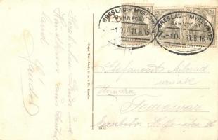 Katowice, Kattowitz; Friedrich Platz, Stadt-Theater / market place, theatre, lamplighter