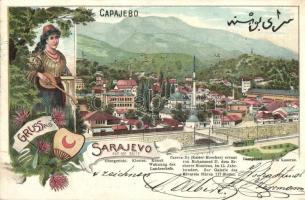 Sarajevo, folklore, floral litho