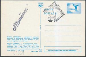 1976 Nadia Comăneci (1961- ) olimpiai bajnok román tornász aláírása levelezőlapon