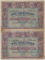 Budapest 1947. "Fél sorsjegy a VI. Újjáépítési Állami Sorsjátékra" 2db ívben T:III